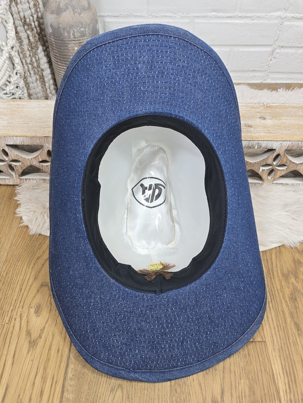 Vintage Youngan Blue Denim Cowboy Hat with Embroidered Band - Picture 8 of 11
